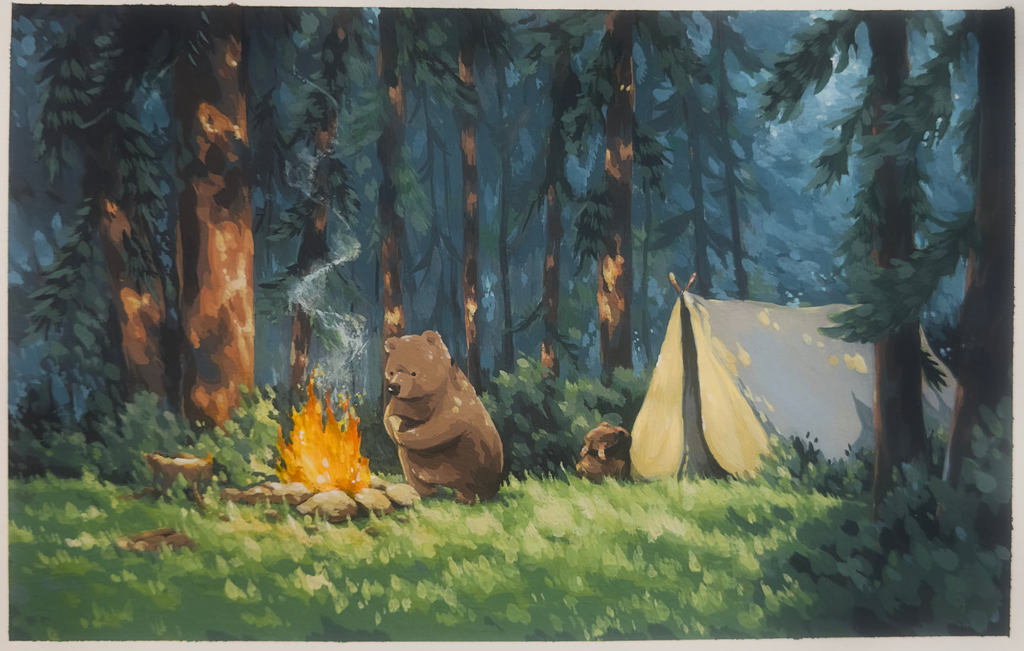 Original Painting | Bear Camping